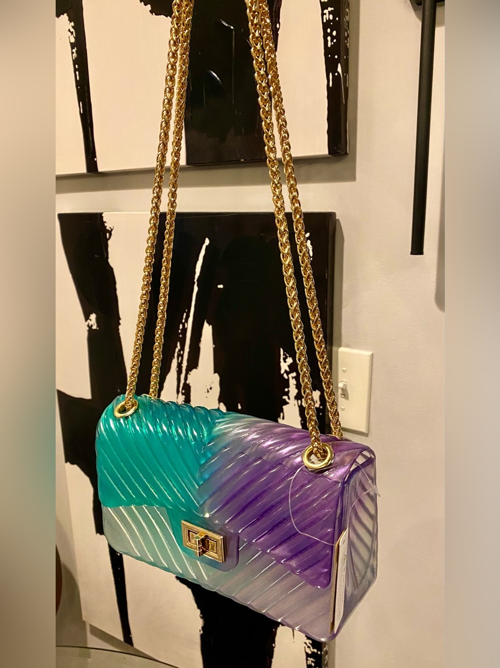 NEW women’s teal/purple Gradient Jelly Shoulder bag